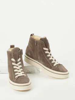 – Schnürstiefelette aus Veloursleder taupe-Gabor Sale