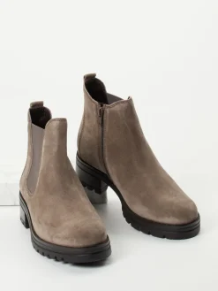 – Chelsea-Stiefelette aus Veloursleder Taupe-Gabor Comfort Hot