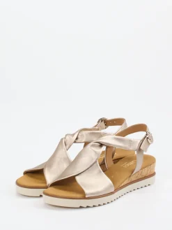 – Keilsandalette aus Metallicleder-Gabor Comfort Clearance