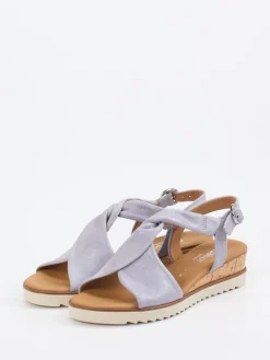 – Keilsandaletten aus Metallicleder Lavendelgrau-Gabor Comfort Outlet