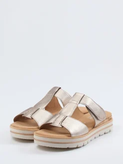 – Komfort-Pantolette aus Metallicleder Champagner-Gabor Comfort New