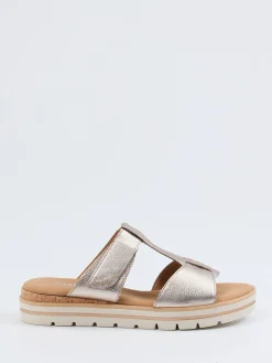 – Komfort-Pantolette aus Metallicleder Champagner-Gabor Comfort New