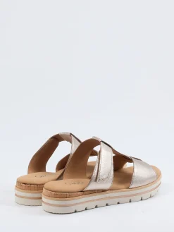 – Komfort-Pantolette aus Metallicleder Champagner-Gabor Comfort New