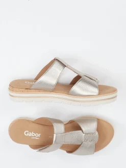 – Komfort-Pantolette aus Metallicleder Champagner-Gabor Comfort New