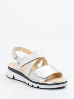 – Klettsandalen aus Metallicleder silberfarben-Ganter Clearance