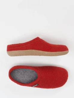 – Hüttenschuh aus Wolle in Tomaten-Giesswein
