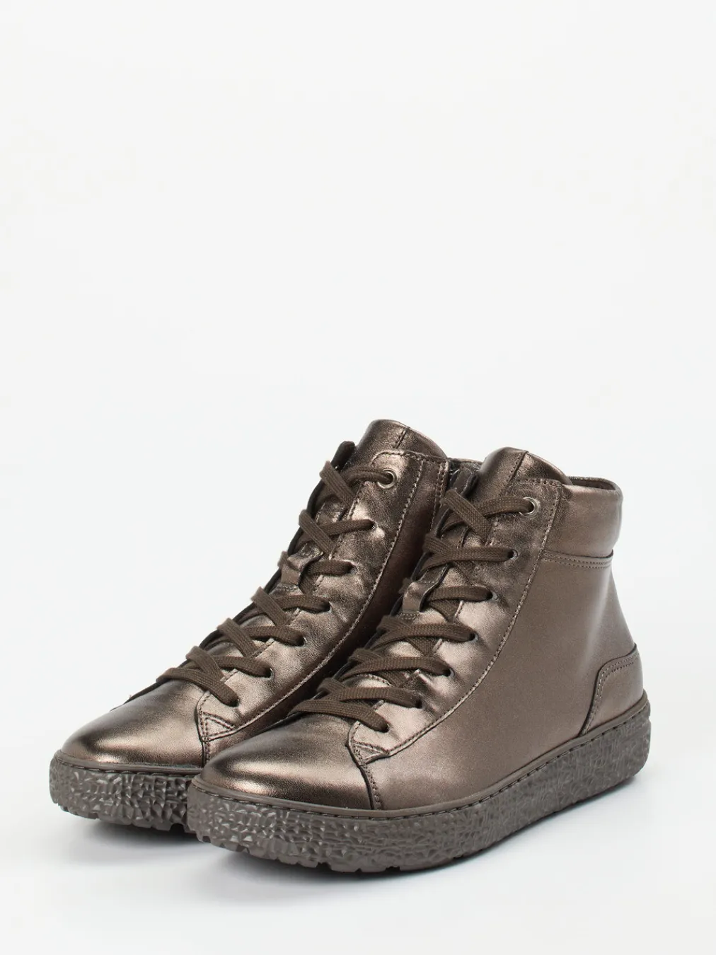 – High-Top-Sneaker aus Metallicleder bronze-Hartjes Sale