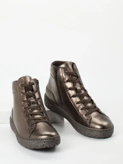 – High-Top-Sneaker aus Metallicleder bronze-Hartjes Sale