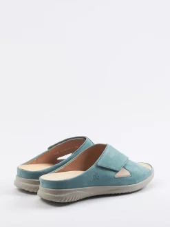 – Komfort-Pantolette aus Veloursleder Aquamarin-Hartjes