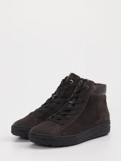 – Schnürstiefelette aus Veloursleder dunkel-Hartjes Discount