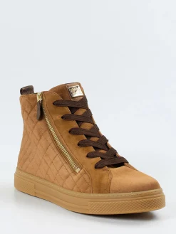 – High-Top-Sneaker aus Veloursleder cognac-Hassia Outlet