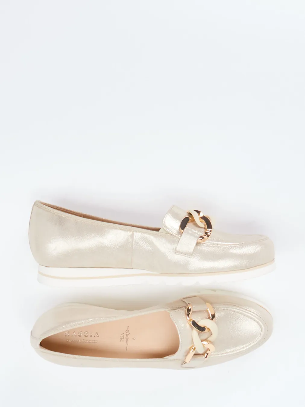 – Loafer aus Metallicleder Champagner--Hassia Sale