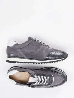 – Sneaker aus Veloursleder mit Kroko-Details-Hassia Sale