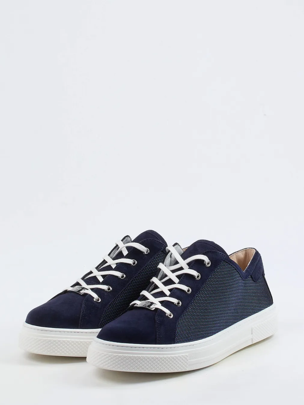 – Sneaker aus Veloursleder und Mesh dunkel-Hassia