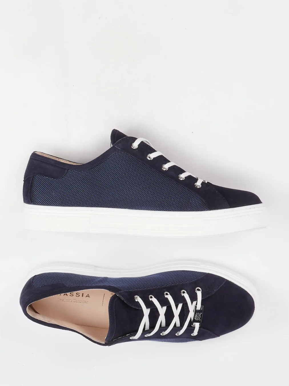 – Sneaker aus Veloursleder und Mesh dunkel-Hassia