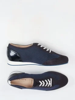 – Sneaker aus Veloursleder und Mesh dunkel-Hassia Outlet