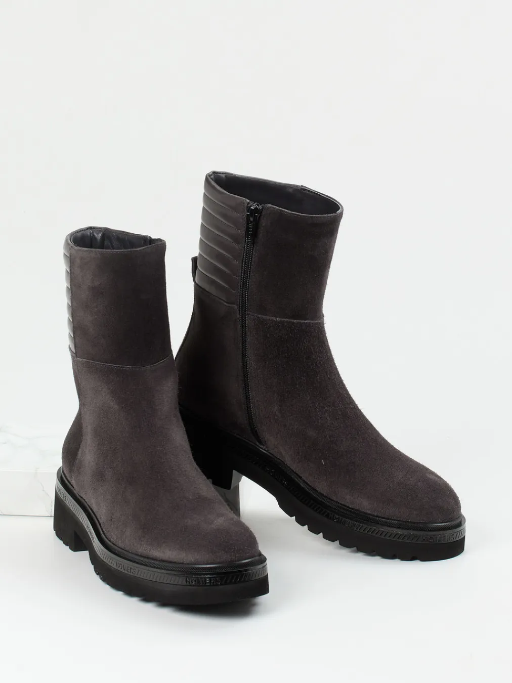 – Ankle Boots aus Veloursleder Anthrazit-Homers Online