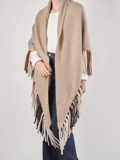 – Poncho aus Kaschmir in Beige-HURRAY Outlet