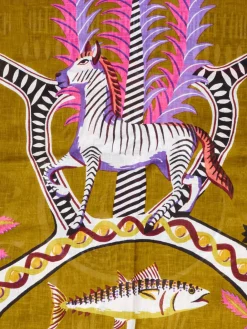 – Schal aus Leinen mit Print in Olivgrün-Inouitoosh Sale