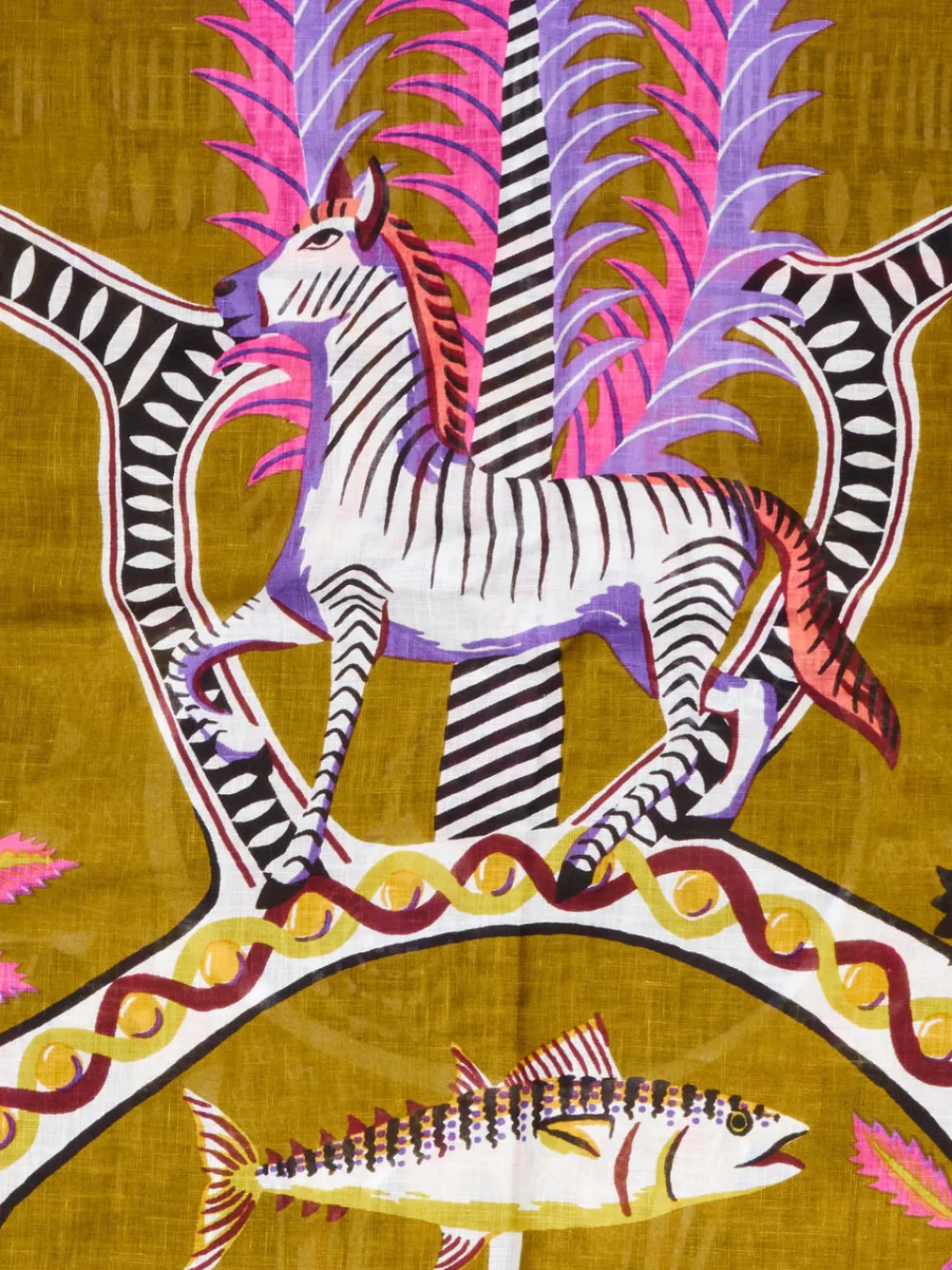 – Schal aus Leinen mit Print in Olivgrün-Inouitoosh Sale