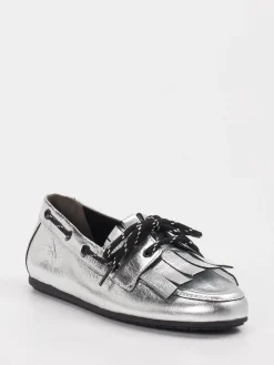 Kennel & Schmenger – Loafer aus Metallic-Leder in Silber-Kennel u0026 Schmenger