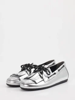 Kennel & Schmenger – Loafer aus Metallic-Leder in Silber-Kennel u0026 Schmenger