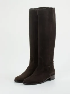 – Kniehohe Stiefel aus Veloursleder Dunkel-Konstantin Starke Discount