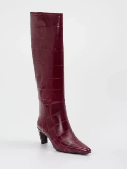 – Kniehohe Stiefel aus geprägtem Leder Bordeaux-Konstantin Starke Hot