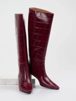 – Kniehohe Stiefel aus geprägtem Leder Bordeaux-Konstantin Starke Hot