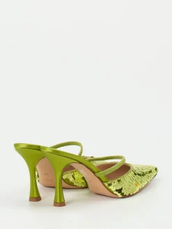 – Mules aus Metallic-Satin Limetten-Konstantin Starke