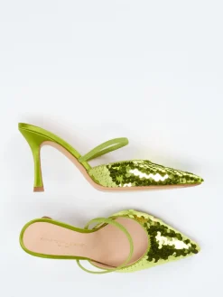 – Mules aus Metallic-Satin Limetten-Konstantin Starke