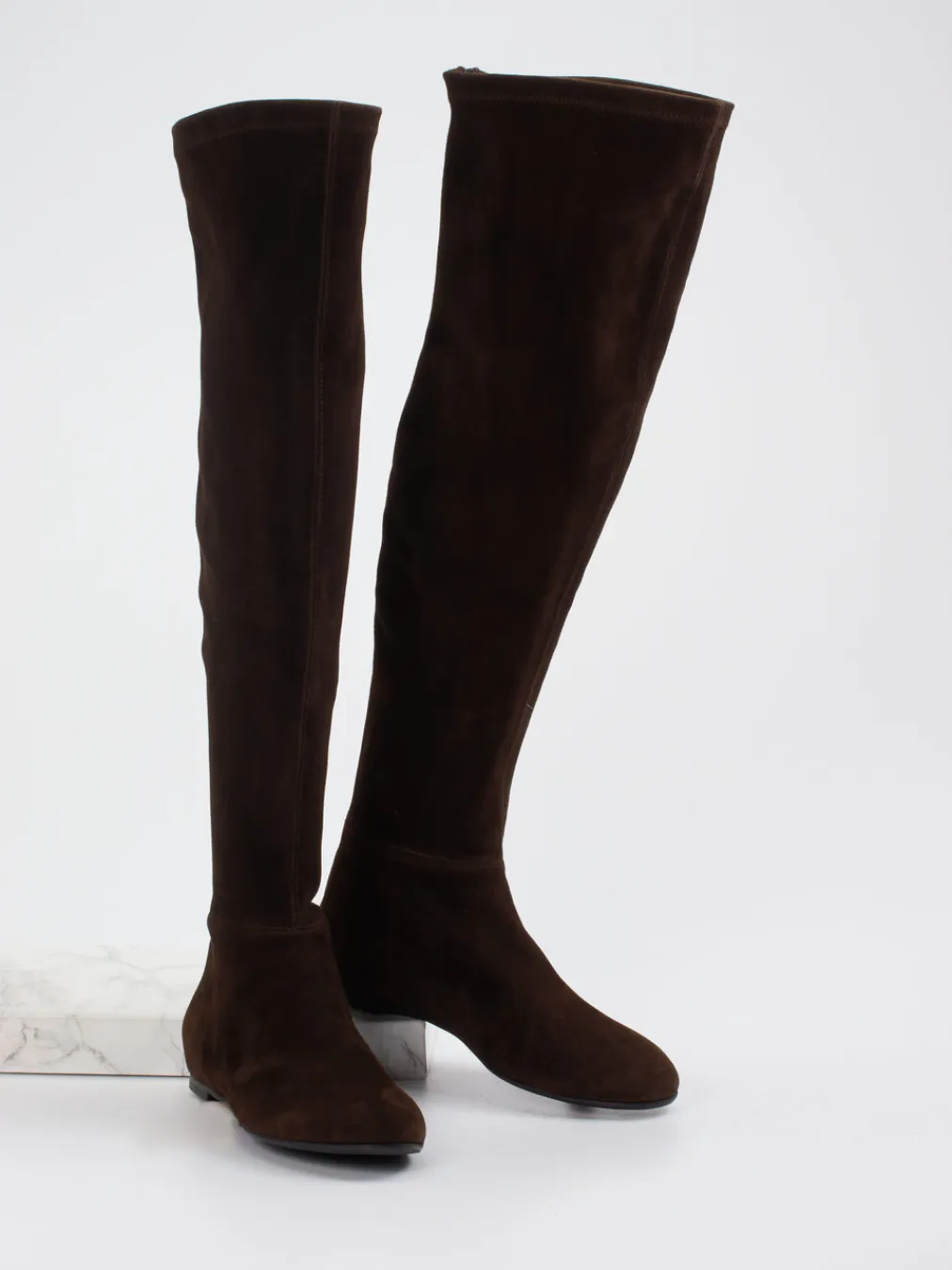 – Overknee-Stiefel aus Veloursleder Dunkel-Konstantin Starke Discount