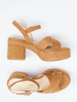 – Plateau-Sandaletten aus Veloursleder Cognac-Konstantin Starke Discount