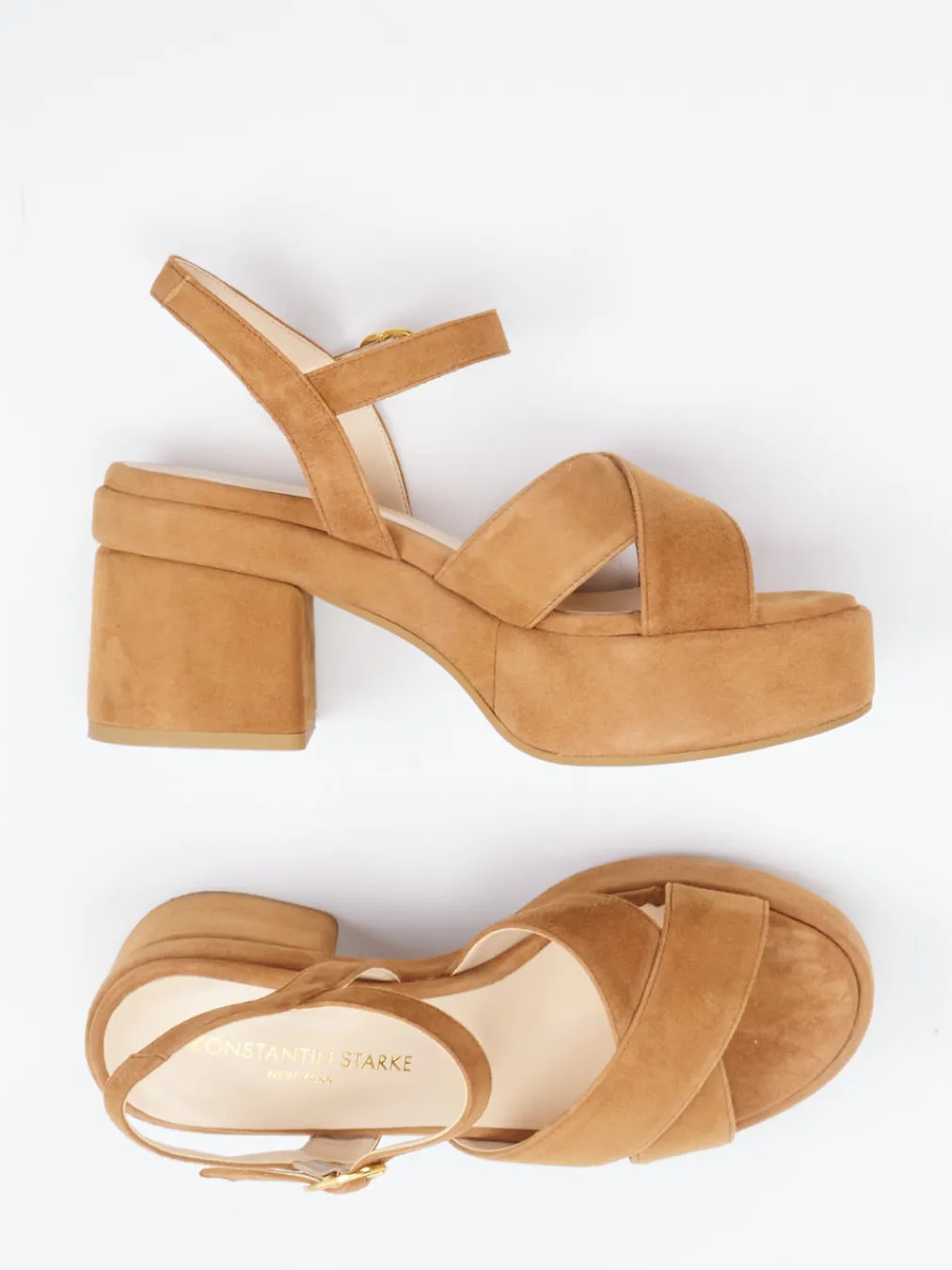 – Plateau-Sandaletten aus Veloursleder Cognac-Konstantin Starke Discount