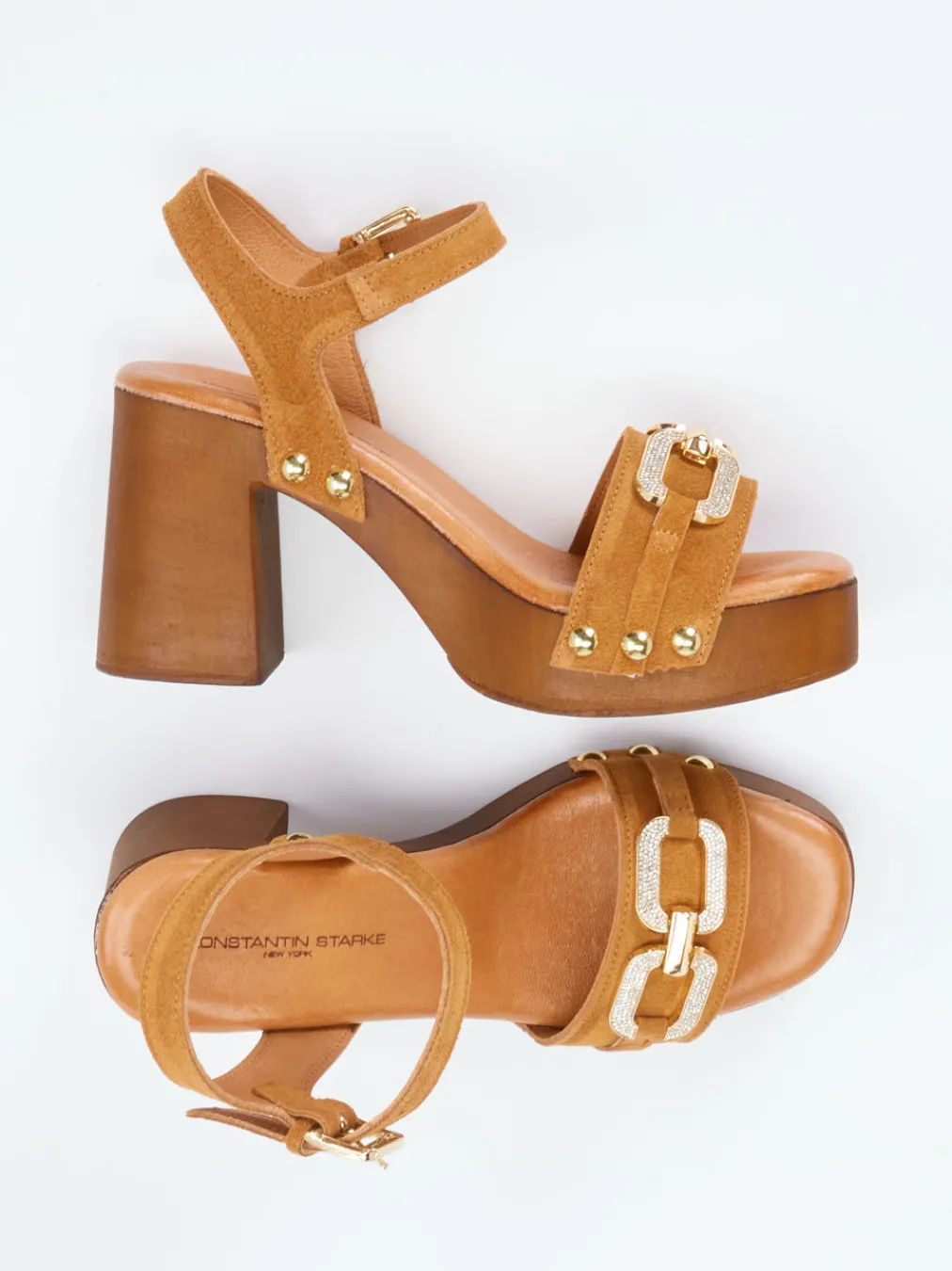 – Plateau-Sandaletten aus Veloursleder cognac-Konstantin Starke Online