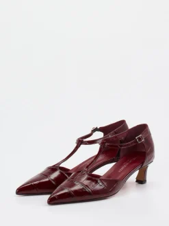 – Pumps aus geprägtem Krokoleder Bordeaux-Konstantin Starke New