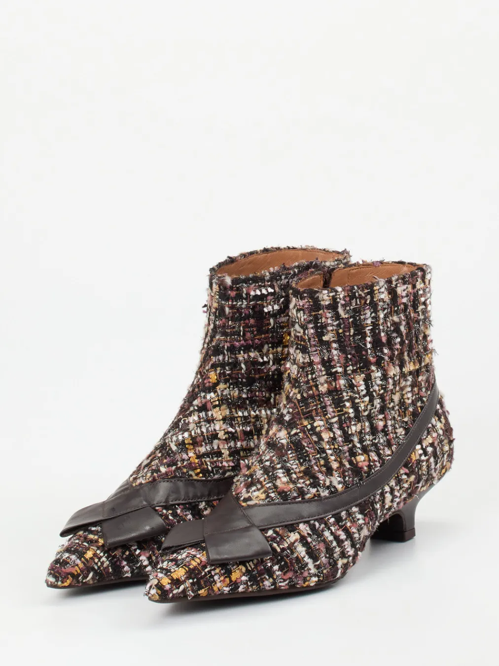 – Stiefelette aus Bouclé und Leder dunkelbraun-Konstantin Starke Sale