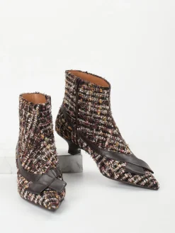 – Stiefelette aus Bouclé und Leder dunkelbraun-Konstantin Starke Sale