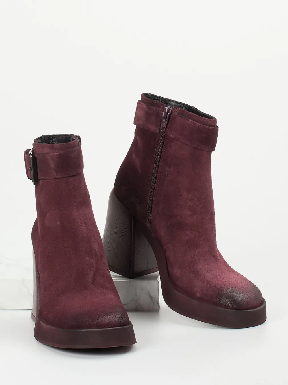 – Stiefeletten aus Veloursleder Bordeaux-Konstantin Starke Outlet