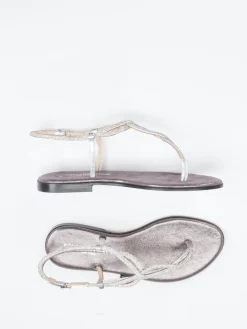 – Zehentrenner-Sandale aus Metallicleder-Konstantin Starke Outlet