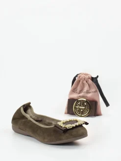 – Ballerinas aus Veloursleder oliv-La Ballerina Clearance