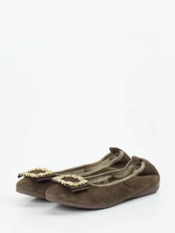 – Ballerinas aus Veloursleder oliv-La Ballerina Clearance