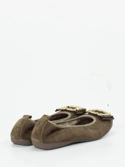 – Ballerinas aus Veloursleder oliv-La Ballerina Clearance