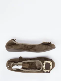 – Ballerinas aus Veloursleder oliv-La Ballerina Clearance