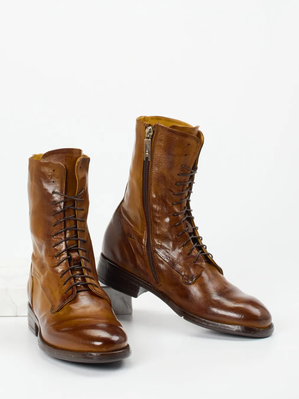 – Schnürstiefeletten aus Büffelleder cognac-Lemargo Sale