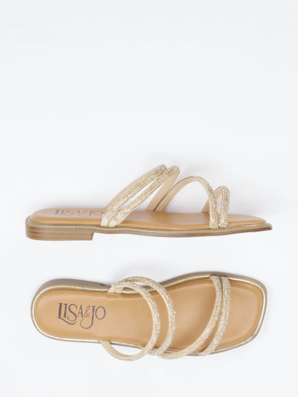 Lisa&Jo – Riemchensandale aus Metallic mit Strassbesatz-Lisau0026Jo