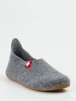 – Filzpantoffeln aus Wolle mittelgrau-Living Kitzbühel Sale