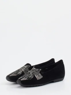 – Loafer aus Veloursleder mit Strass-Schleife-Mania Sale