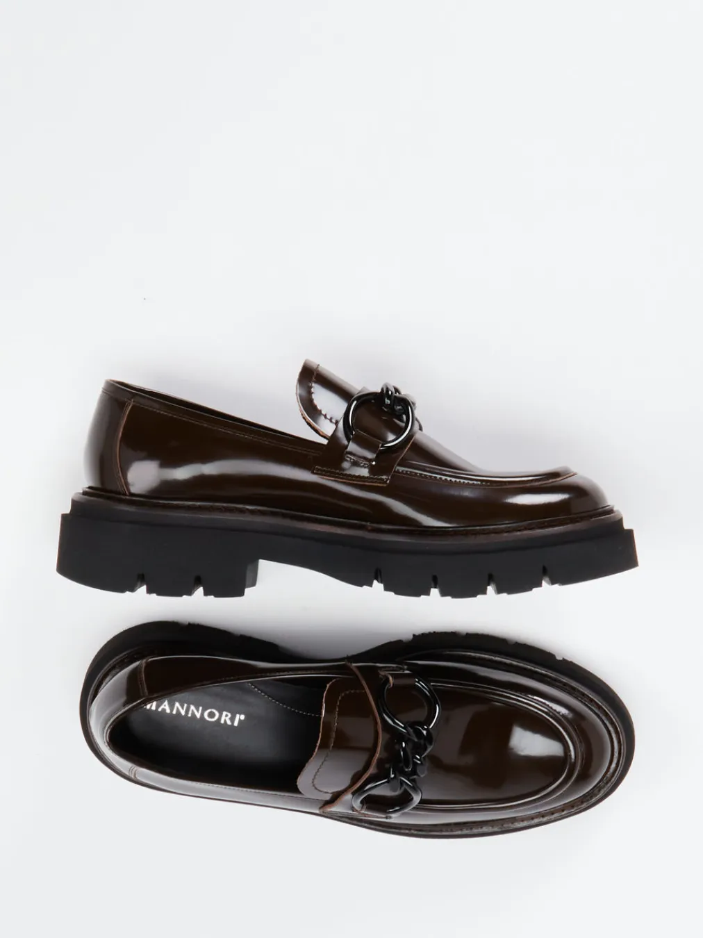 – Chunky Loafer aus Hochglanzleder Dunkel-Mannori Outlet