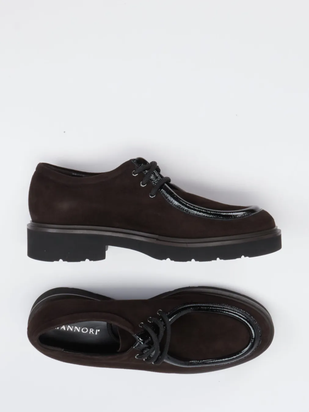 – Derby-Schnürschuh aus Veloursleder-Mannori Outlet